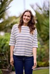CAMEO LINEN TOP - navy taupe